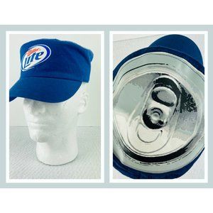 Miller Lite Flat-top Can-top Graphic Fitted Cap 2009 Blue White Elastic Back